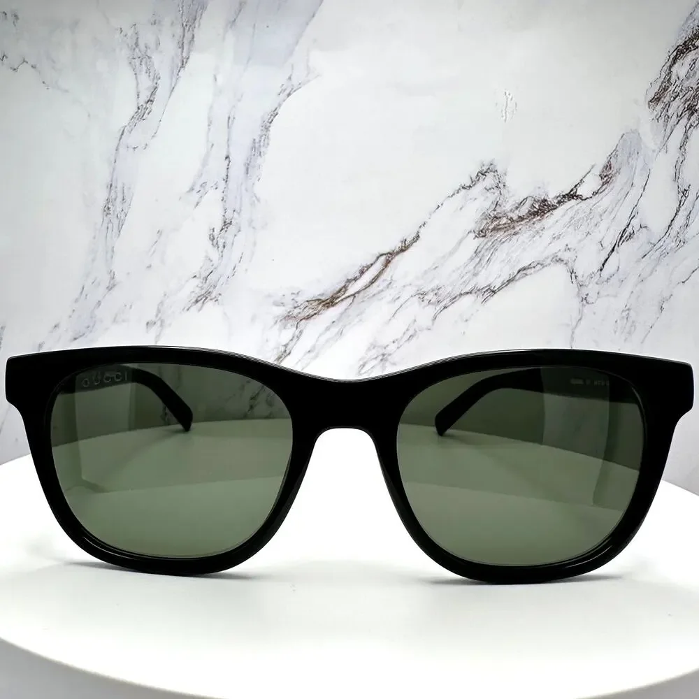 New GUCCI Sunglasses Black 54mm Square Gold Letter Logo Red Green Web Mens - Picture 2 of 15